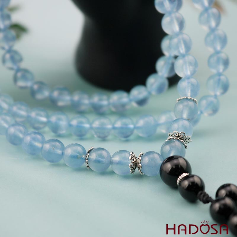 Tràng 108 hạt Aquamarine 8mm (Thuỷ, Mộc)