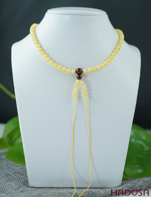 Vòng chuỗi 180 hạt hổ phách vàng sáp ong 5mm