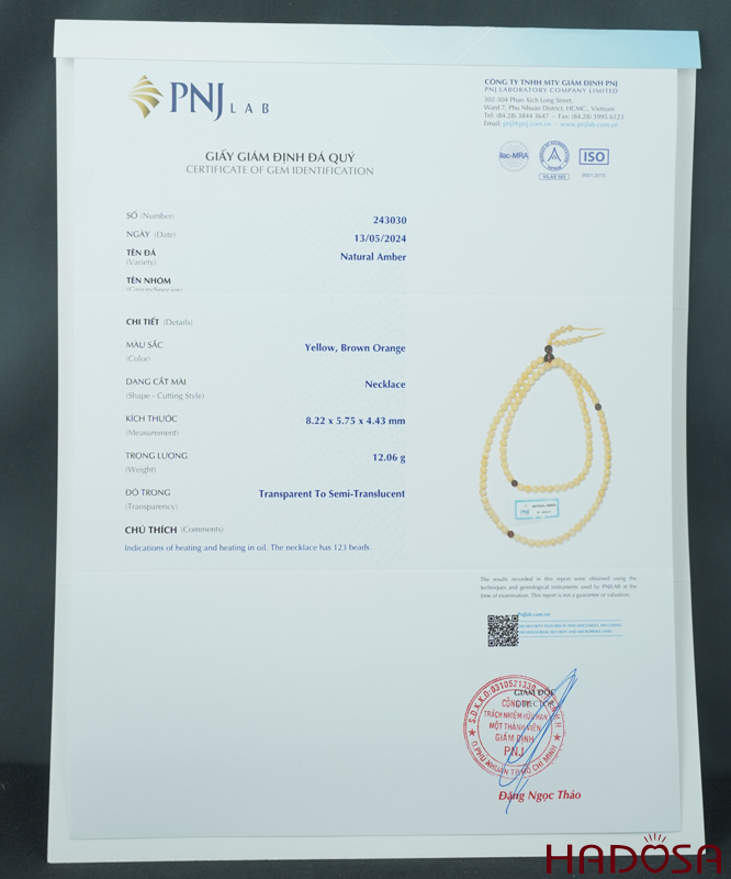 Vòng chuỗi 180 hạt hổ phách vàng sáp ong 5mm