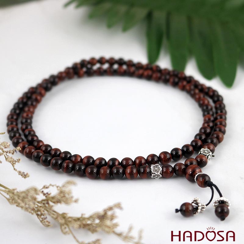Tràng 108 hạt Mắt Hổ nâu đỏ 6mm (Hỏa, Thổ)