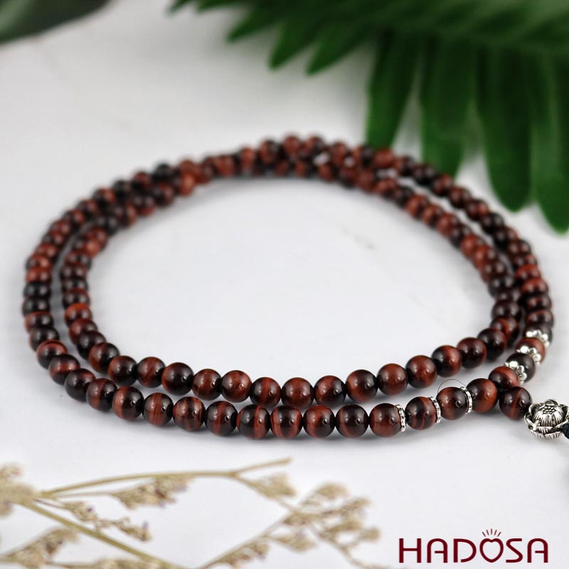 Tràng 108 hạt Mắt Hổ nâu đỏ 6mm (Hỏa, Thổ)