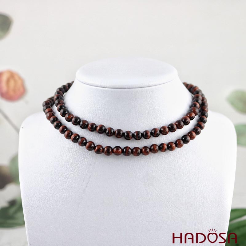 Tràng 108 hạt Mắt Hổ nâu đỏ 6mm (Hỏa, Thổ)
