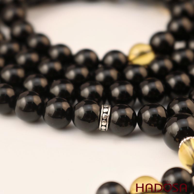 Tràng 108 hạt Thạch anh đen 8mm (Thuỷ, Mộc)