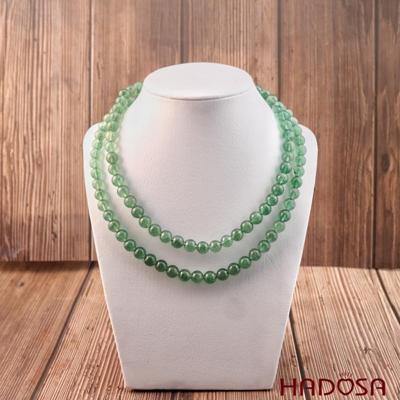 Tràng 108 hạt Thạch anh dâu xanh 8mm (Mộc, Hoả)