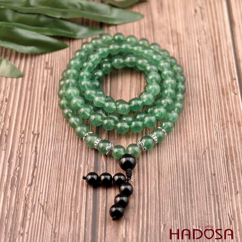 Tràng 108 hạt Thạch anh dâu xanh 8mm (Mộc, Hoả)