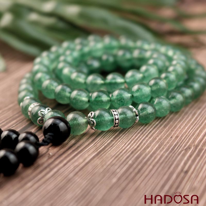 Tràng 108 hạt Thạch anh dâu xanh 8mm (Mộc, Hoả)