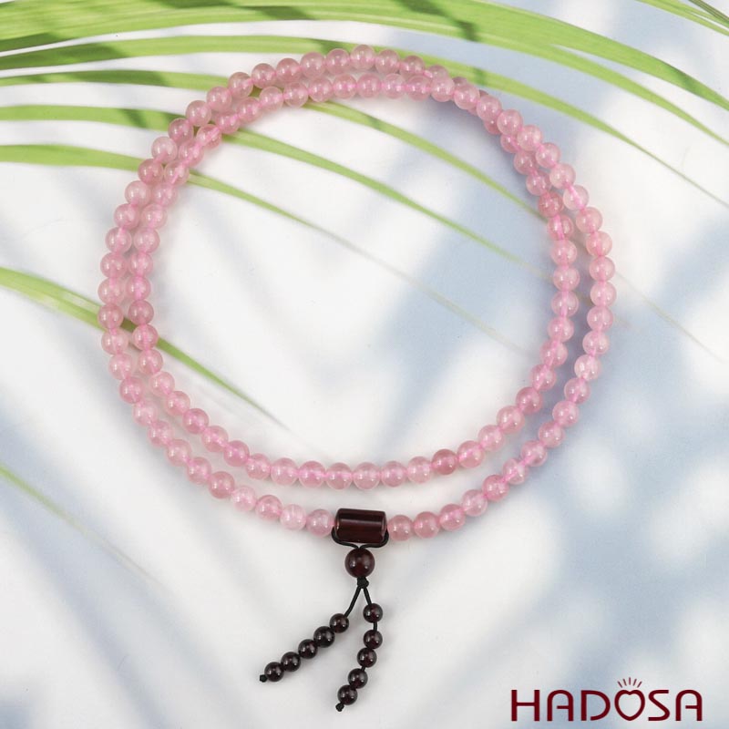 Tràng 108 hạt đá Thạch Anh Hồng 7mm