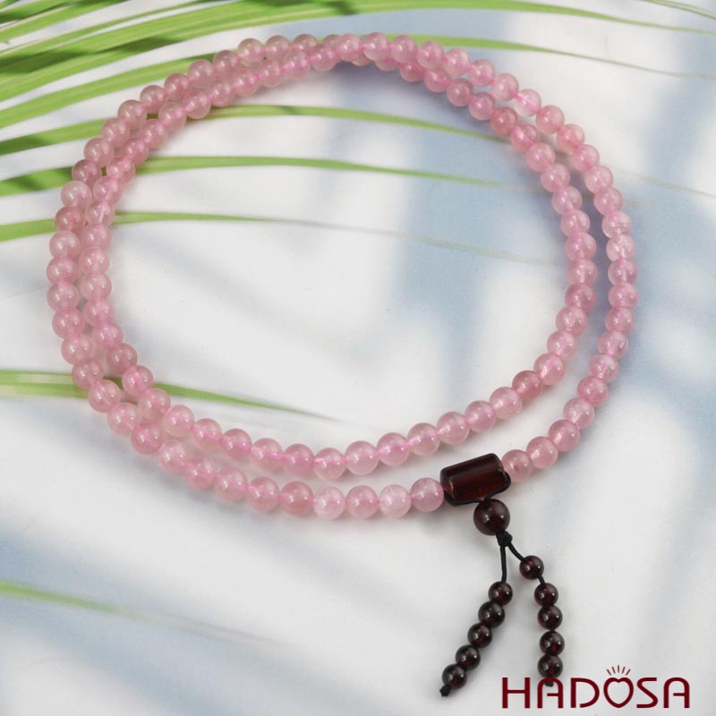 Tràng 108 hạt đá Thạch Anh Hồng 7mm