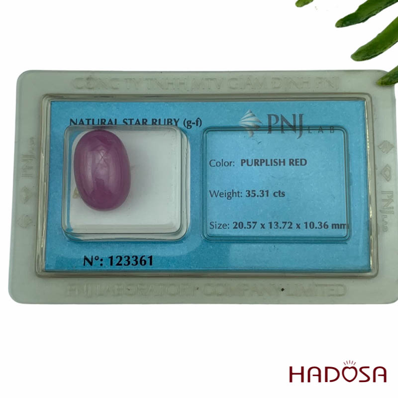 Mặt đá Ruby sao hồng sáng 20*13mm