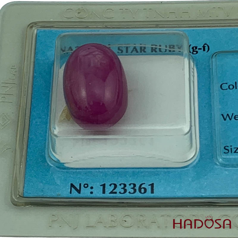 Mặt đá Ruby sao hồng sáng 20*13mm
