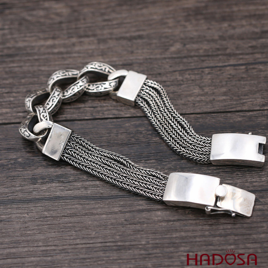 Lắc tay nam bạc cao cấp 20cmx1.3mm