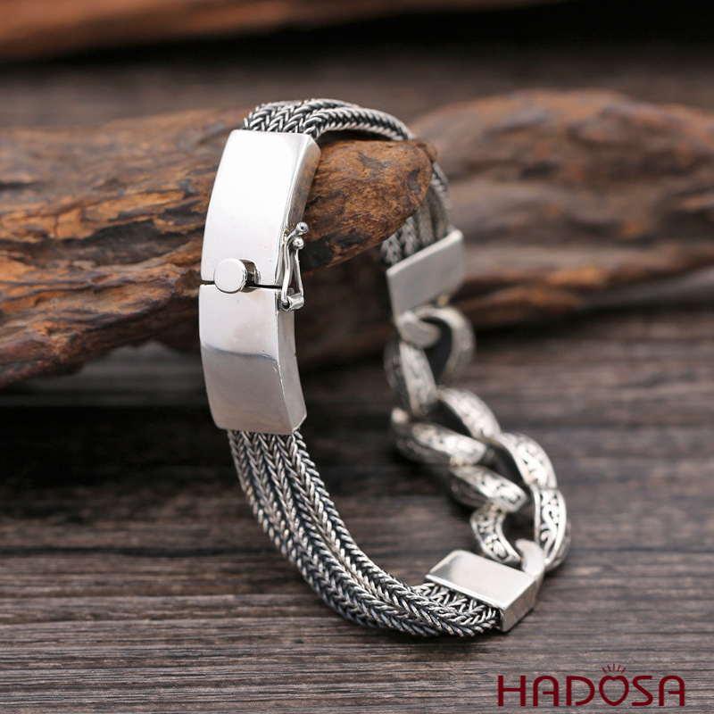 Lắc tay nam bạc cao cấp 20cmx1.3mm