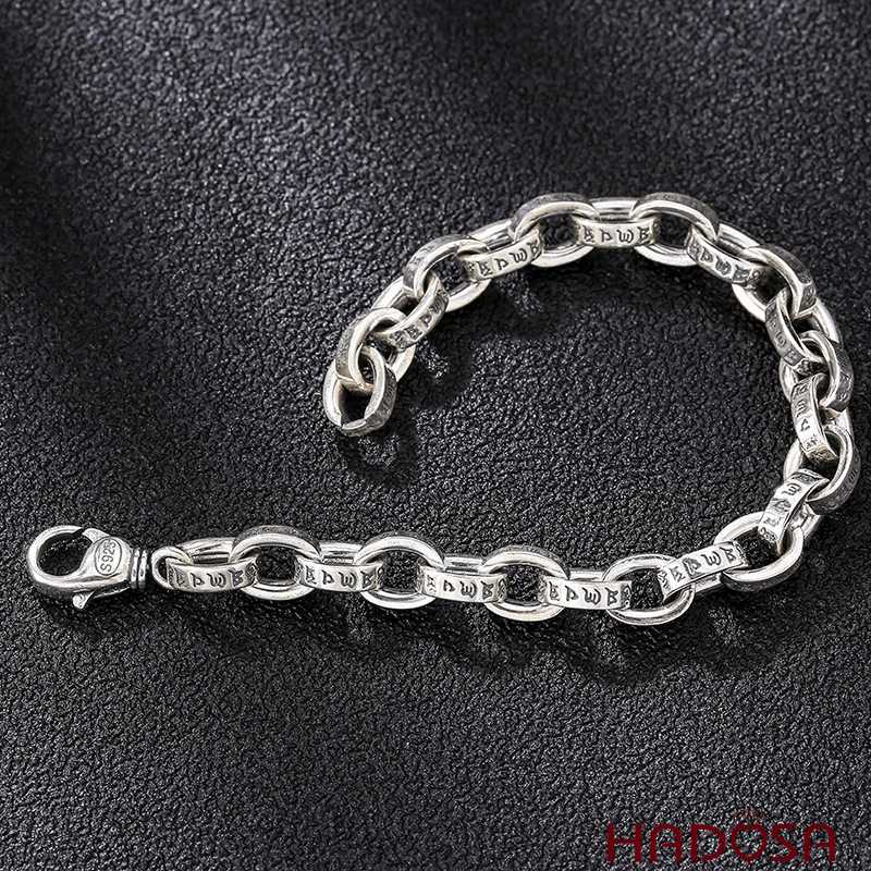 Lắc tay bạc Thái nam Om Mani Padme Hum