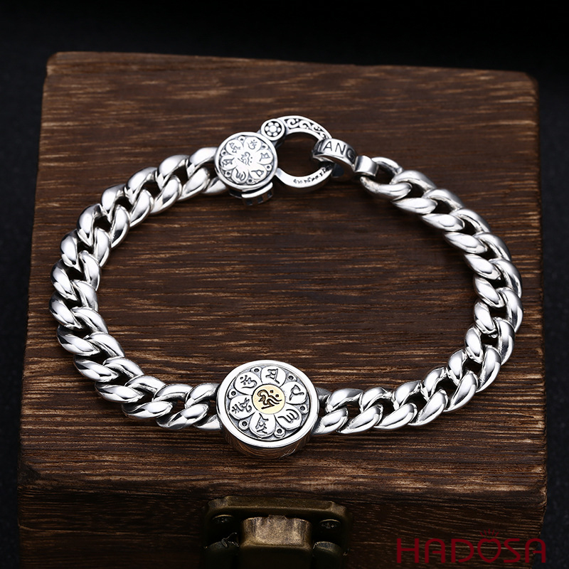 Lắc tay nam bạc Thái Lục Tự Đại Minh Chân Ngôn