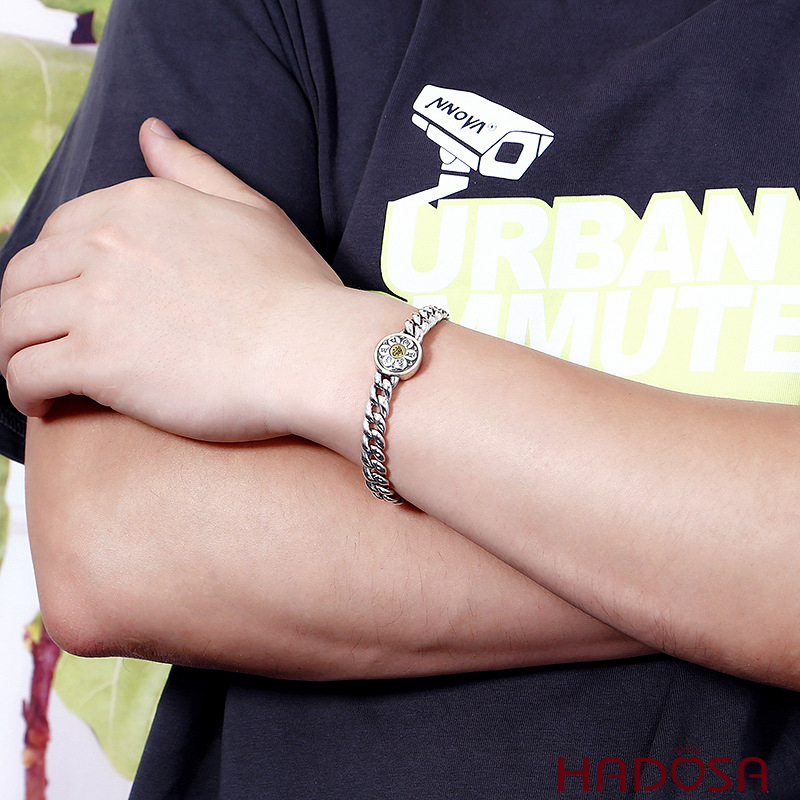 Lắc tay nam bạc Thái Lục Tự Đại Minh Chân Ngôn