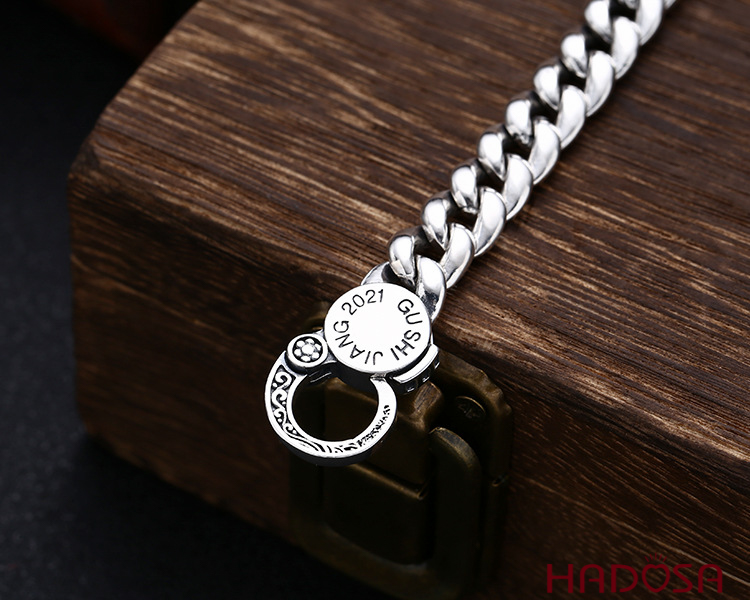 Lắc tay nam bạc Thái Lục Tự Đại Minh Chân Ngôn