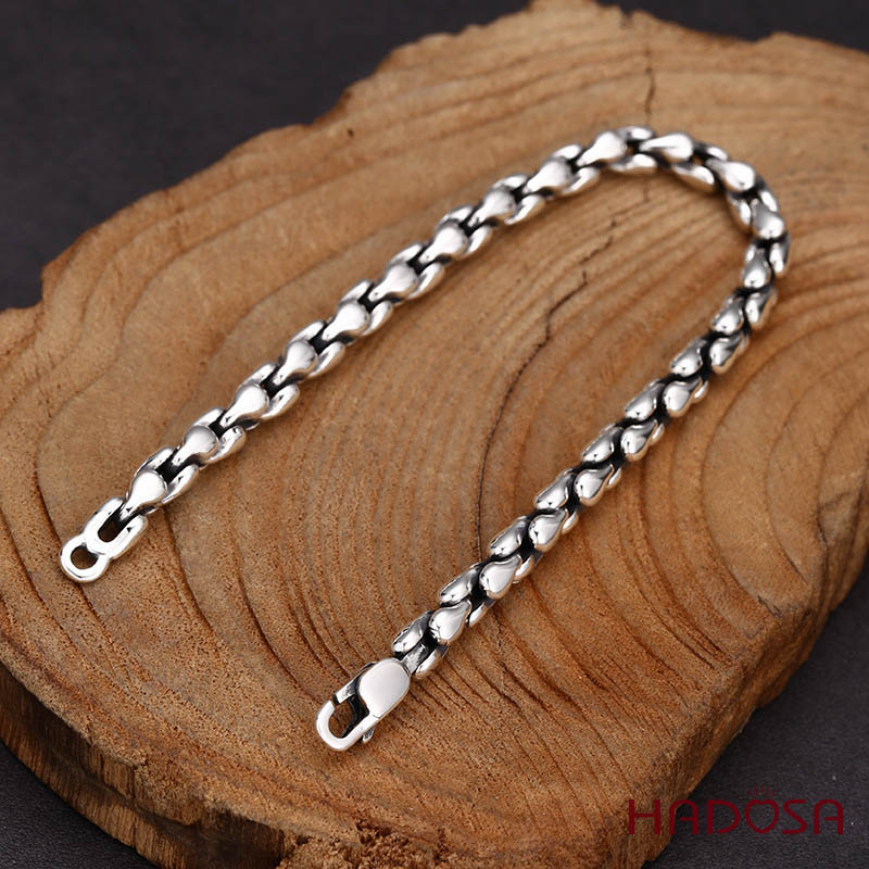 Vòng Tay Nam Bạc Thái Dây Vảy Rồng Tối Giản