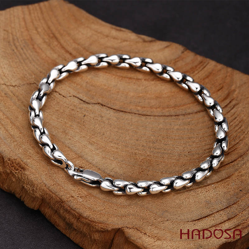 Vòng Tay Nam Bạc Thái Dây Vảy Rồng Tối Giản