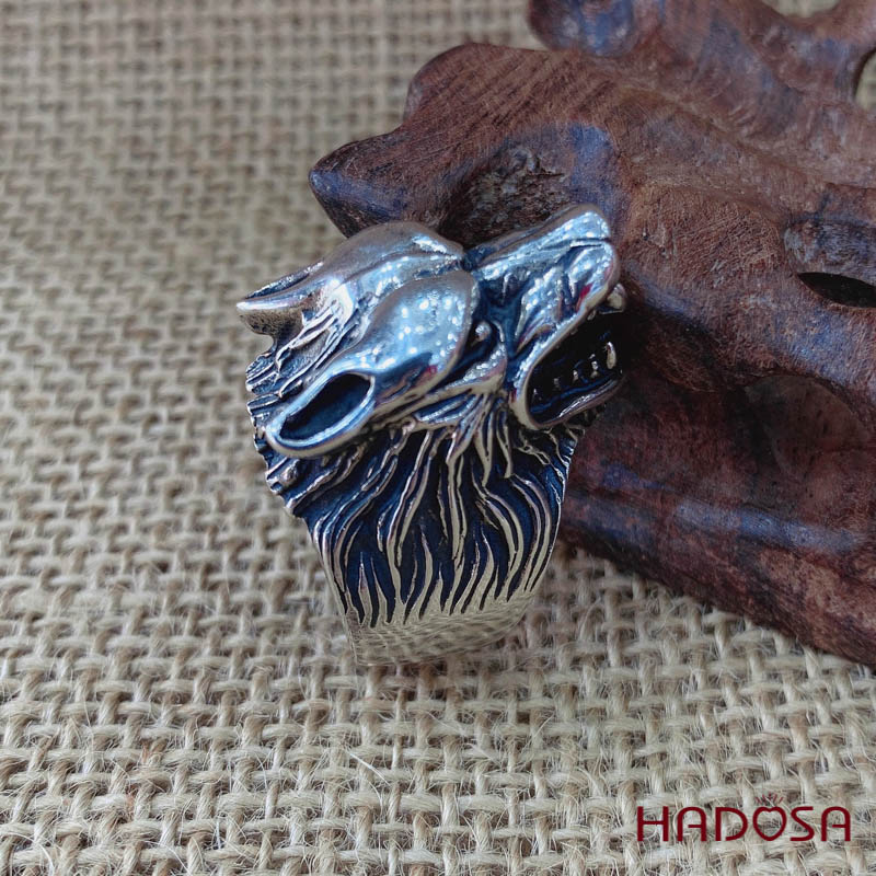 Nhẫn bạc Thái đầu sói