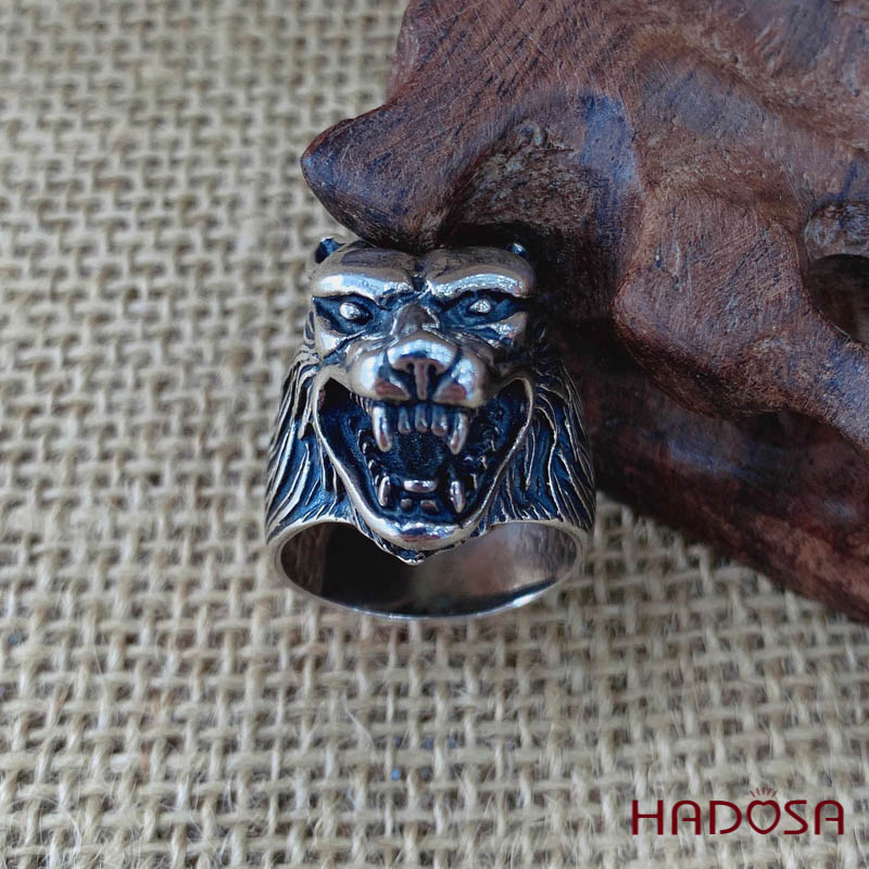 Nhẫn bạc Thái đầu sói