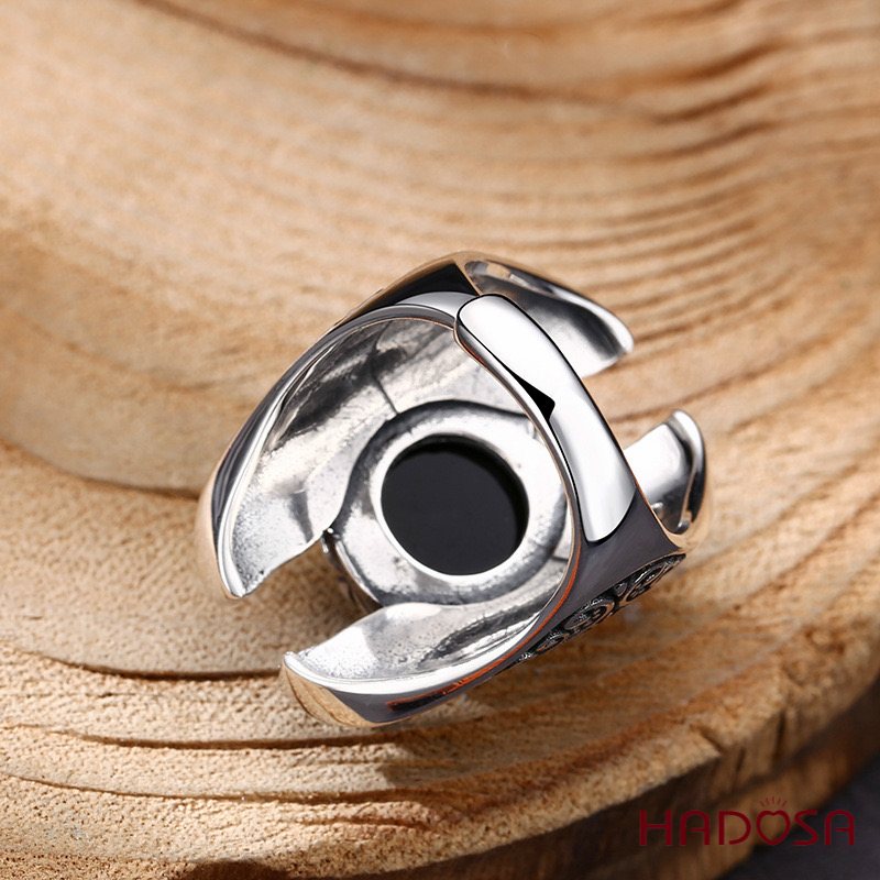 Nhẫn nam bạc Thái đá Onyx đen