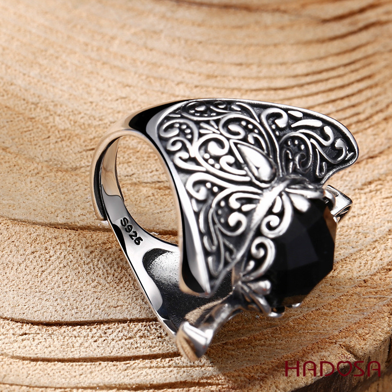 Nhẫn nam bạc Thái đá Onyx đen