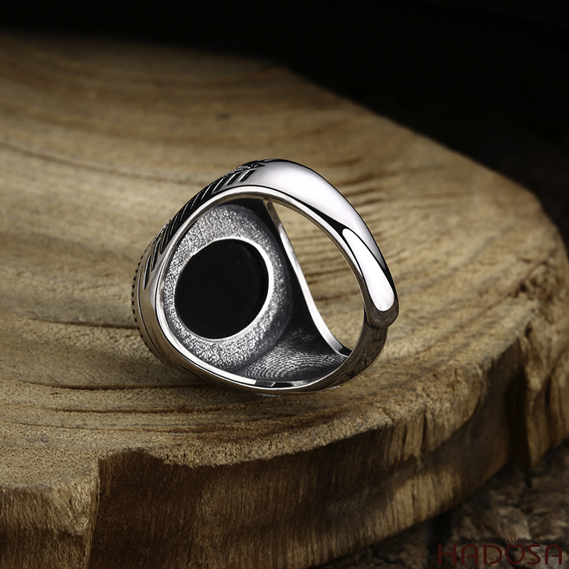 Nhẫn Nam Bạc Thái 925 Hắc Ngọc Oval