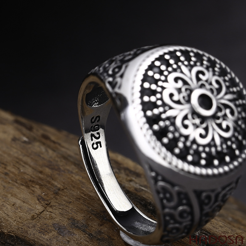 Nhẫn nam bạc Thái họa tiết Mandala cổ điển