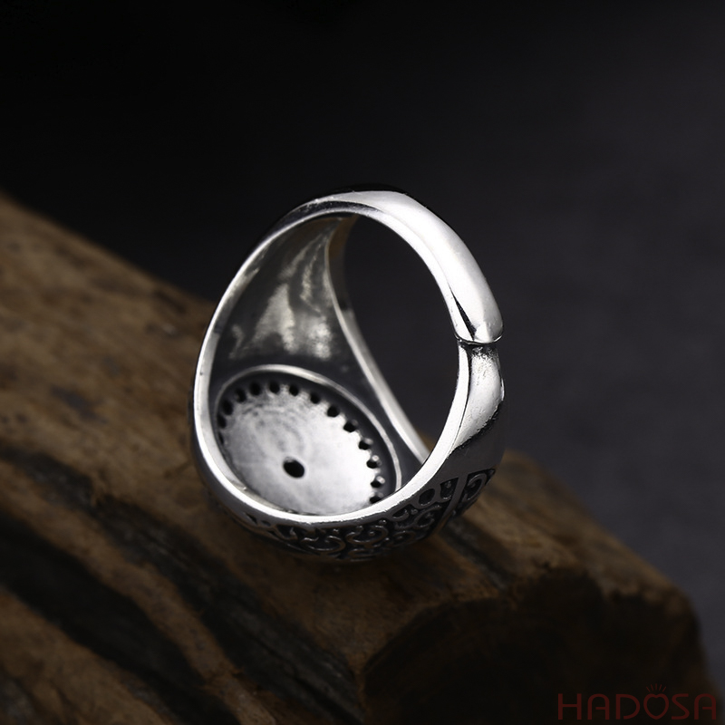 Nhẫn nam bạc Thái họa tiết Mandala cổ điển