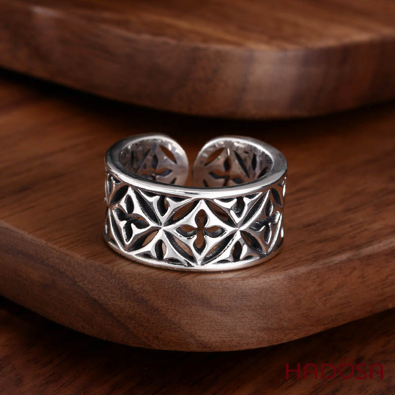 Nhẫn Bạc Thái S925 Họa Tiết Clover Rỗng