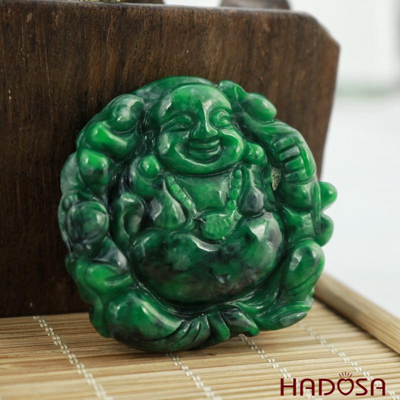 Tượng Di Lặc cẩm thạch sung túc 46*43mm