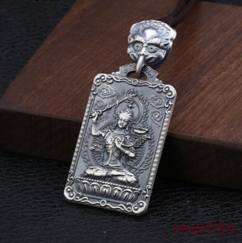 Mặt dây chuyền bạc Thái Phật bản mệnh Văn Thù Bồ Tát (Mão)