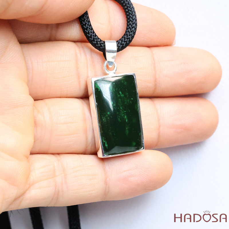 Mặt Ngọc Bích Chữ Nhật 16x26mm Bọc Bạc