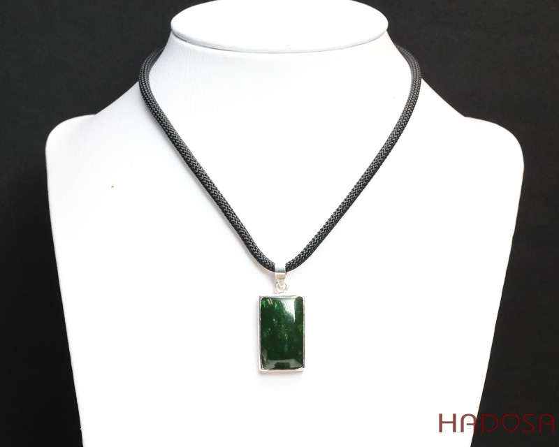 Mặt Ngọc Bích Chữ Nhật 16x26mm Bọc Bạc