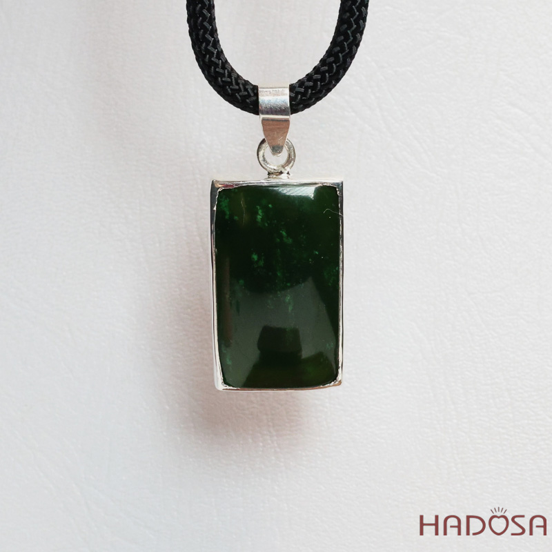 Mặt Ngọc Bích Chữ Nhật 16x26mm Bọc Bạc