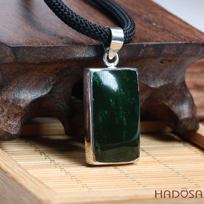 Mặt Ngọc Bích Chữ Nhật 16x26mm Bọc Bạc