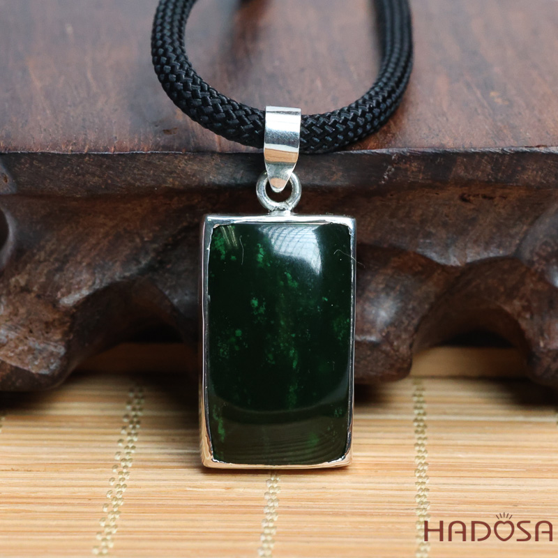 Mặt Ngọc Bích Chữ Nhật 16x26mm Bọc Bạc