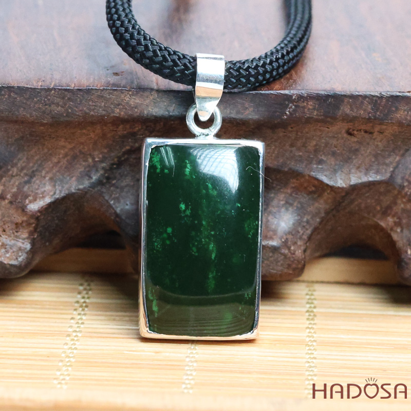 Mặt Ngọc Bích Chữ Nhật 16x26mm Bọc Bạc