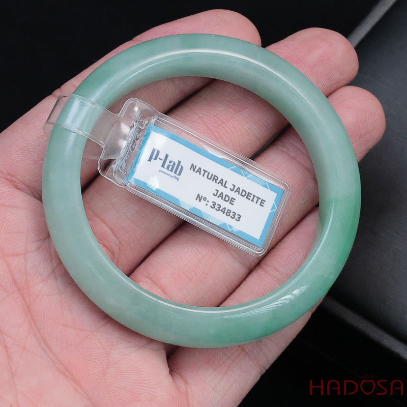 Vòng kiềng Ngọc Cẩm Thạch bản lá hẹ xanh trong ni 53