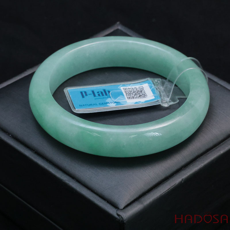 Vòng kiềng Ngọc Cẩm Thạch bản lá hẹ xanh trong ni 53