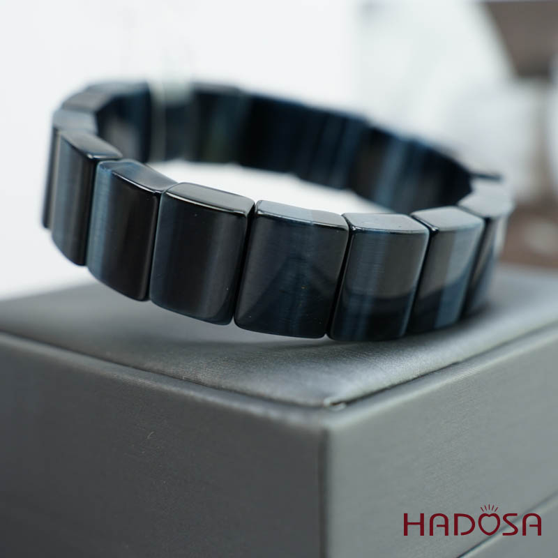 Vòng bản đá mắt hổ xanh đen