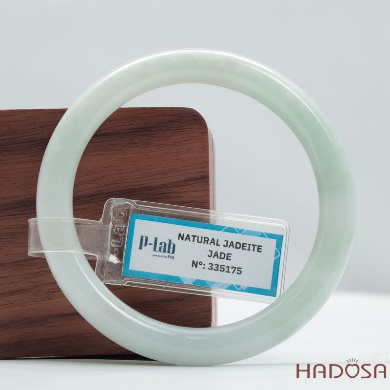 Vòng Ngọc Cẩm Thạch Type A Lá Hẹ Xanh Ngọc Khói Ni 54