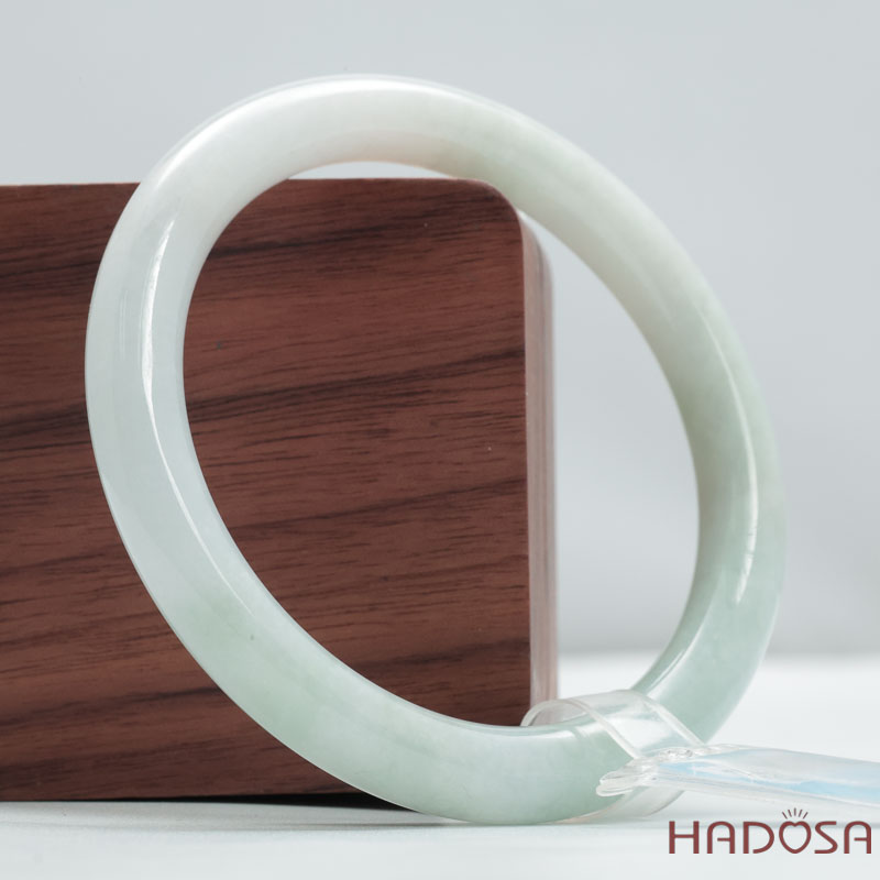 Vòng Ngọc Cẩm Thạch Type A Lá Hẹ Xanh Ngọc Khói Ni 54