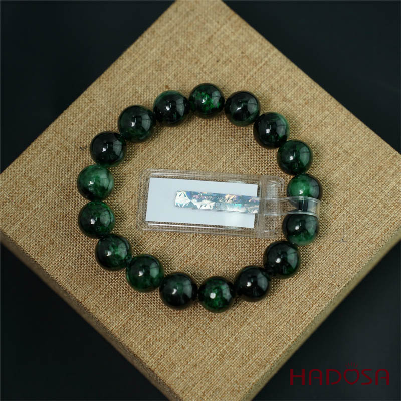 Vòng Chuỗi Cẩm Thạch xanh vân đậm 11mm