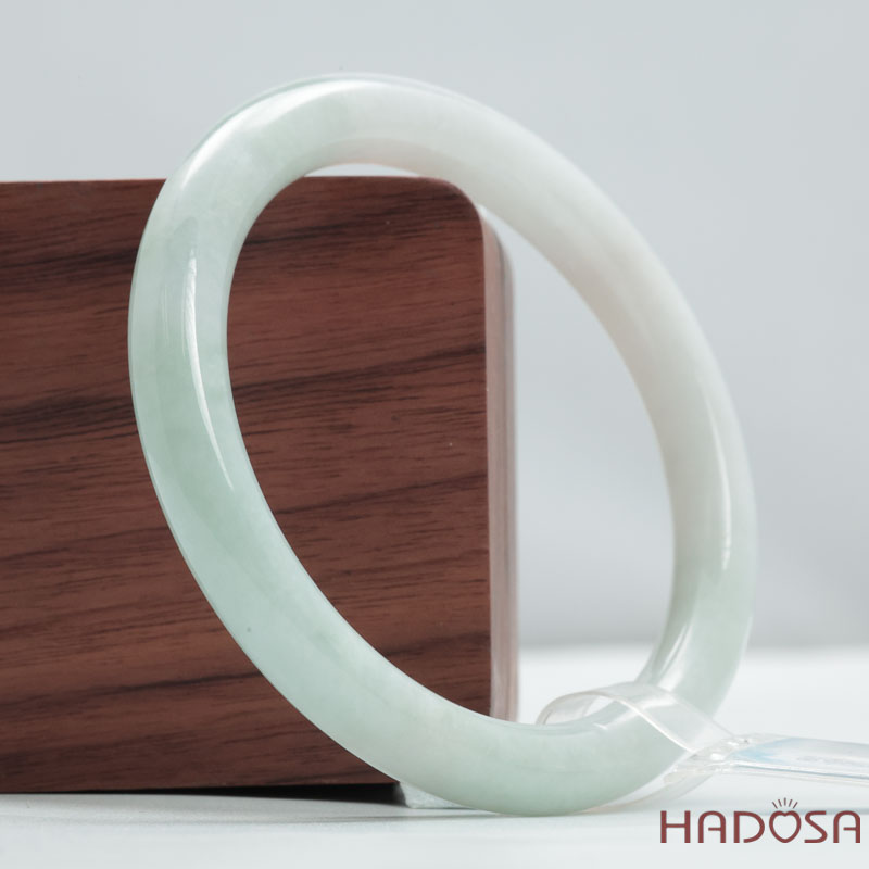 Vòng Ngọc Cẩm Thạch Type A Lá Hẹ Xanh Ngọc Khói Ni 54