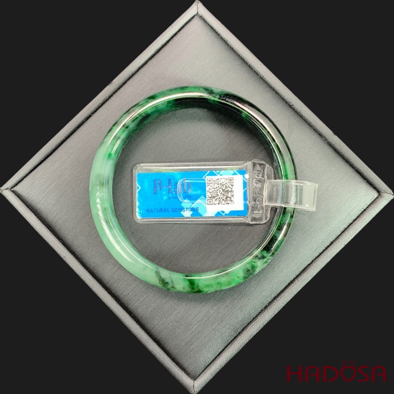 Vòng Ngọc Cẩm Thạch lá hẹ xanh vân đậm ni 51