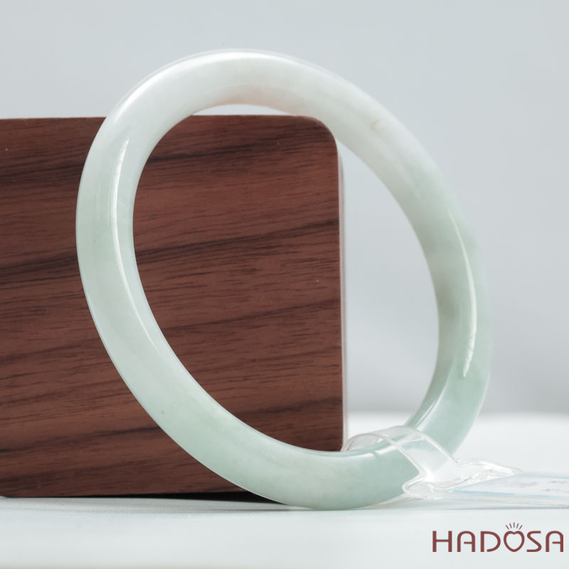 Vòng Ngọc Cẩm Thạch Type A Lá Hẹ Xanh Ngọc Khói Ni 54