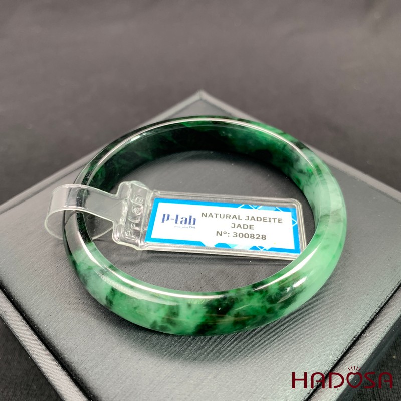 Vòng Ngọc Cẩm Thạch lá hẹ xanh vân đậm ni 51