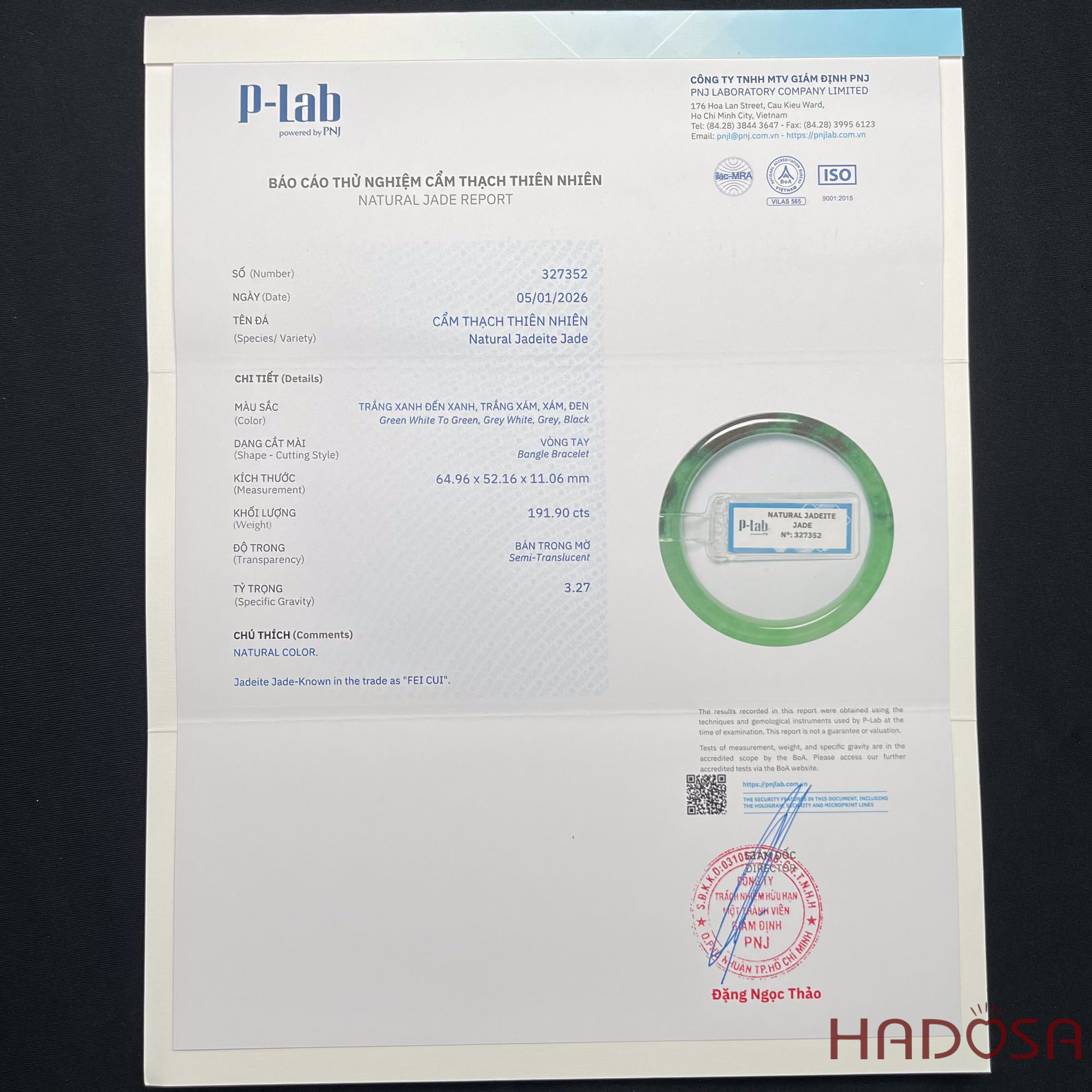 Vòng Ngọc Cẩm Thạch bản vuông xanh tươi ni 51