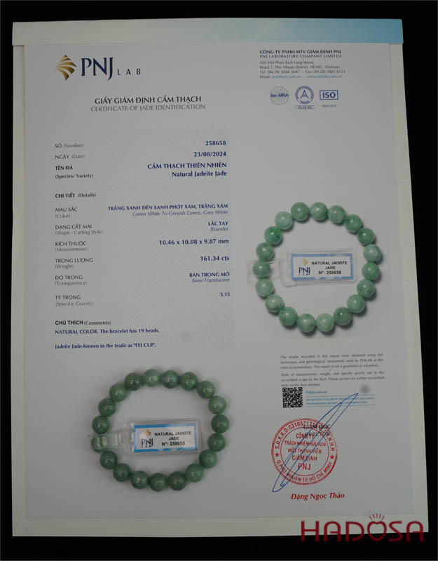 Vòng chuỗi Cẩm Thạch xanh đậu 10mm